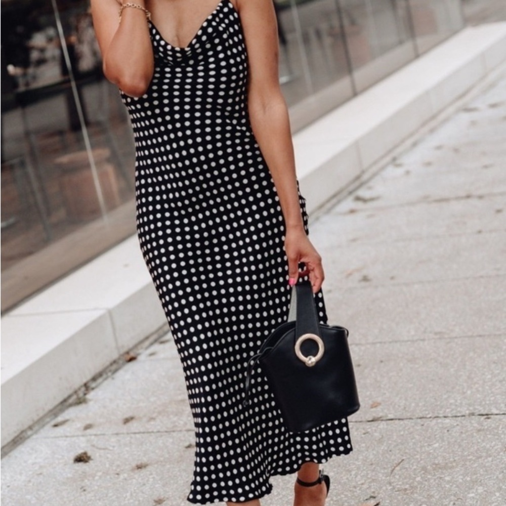 Zara Black & White Polka Dot Midi Dress